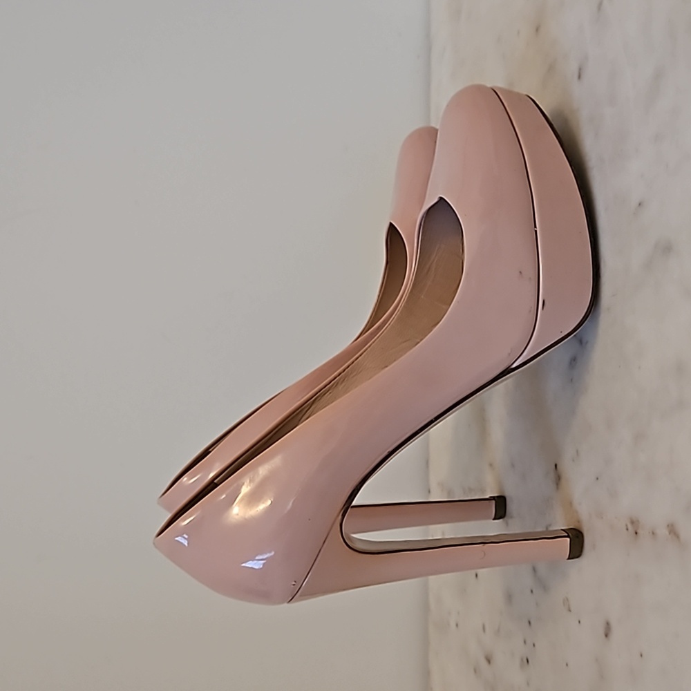 MIU MIU: soft pink patent leather platform heels